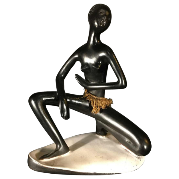 ANZENGRUBER KERAMIK, African Nude Woman Watusi. Ceramic Sculpture, 1950