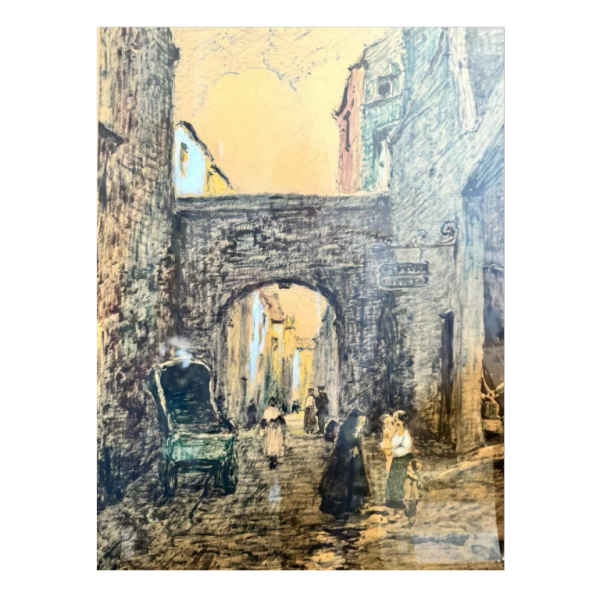 Albert DANDOY (1885-1977): « Namur - Porte Monin rue des Brasseurs » painting