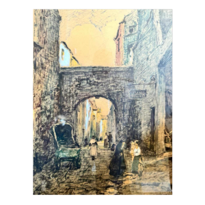 Albert DANDOY (1885-1977): « Namur - Porte Monin rue des Brasseurs » schilderij