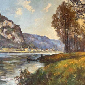 Albert DANDOY (1885-1977): "The Meuse at Houx" in 1940