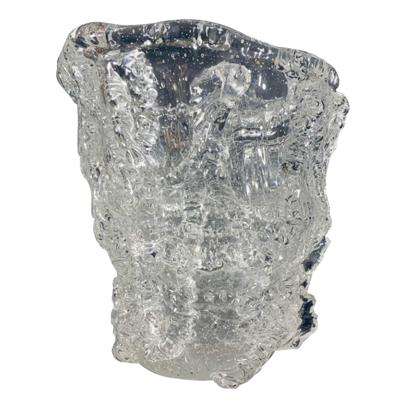 Belangrijke Brutalistische Vaas Rostrato Kleurloos, Type Barovier & Toso MURANO