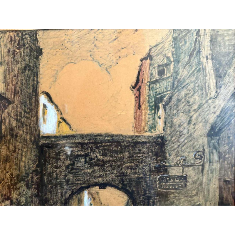 Albert DANDOY (1885-1977): « Namur - Porte Monin rue des Brasseurs » schilderij