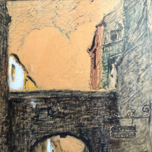 Albert DANDOY (1885-1977): « Namur - Porte Monin rue des Brasseurs » schilderij