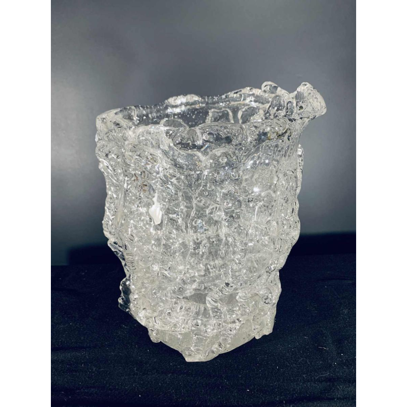 Belangrijke Brutalistische Vaas Rostrato Kleurloos, Type Barovier & Toso MURANO