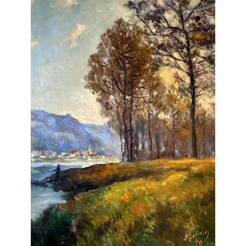 Albert DANDOY (1885-1977): "De Maas bij Houx" in 1940