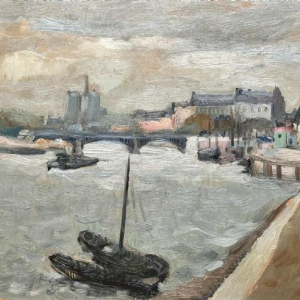 Gustave CAMUS "View of Notre-Dame de Paris" Oil on panel, 1939