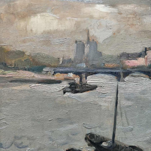 Gustave CAMUS "View of Notre-Dame de Paris" Oil on panel, 1939