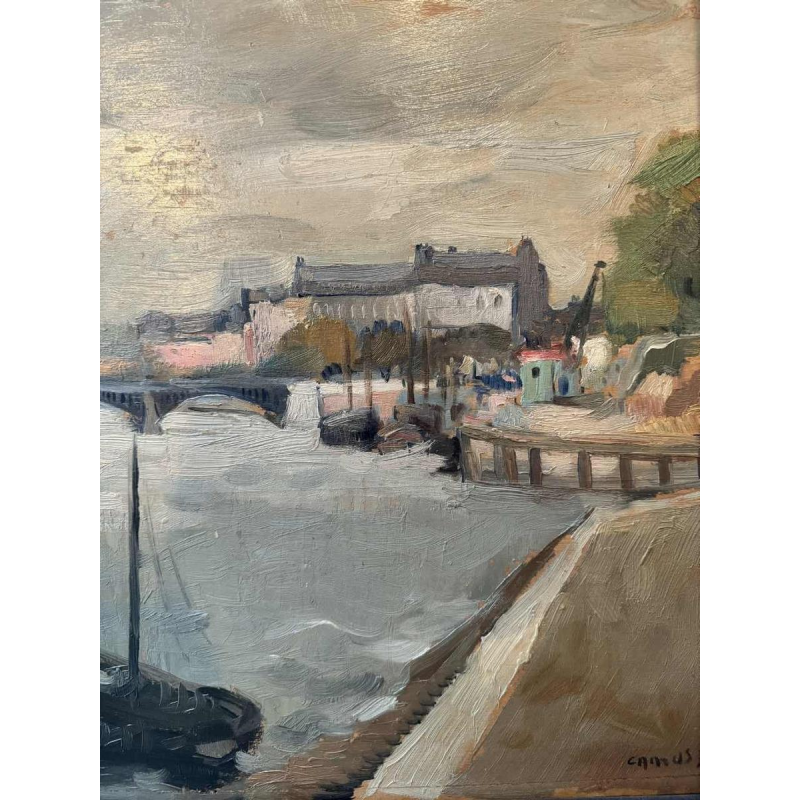 Gustave CAMUS "View of Notre-Dame de Paris" Oil on panel, 1939