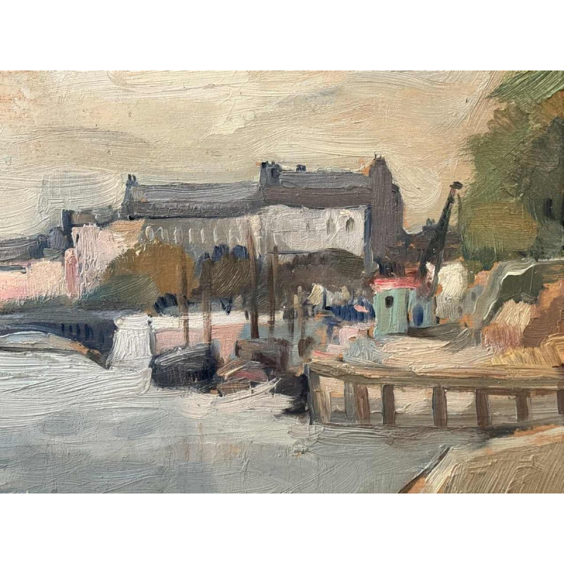 Gustave CAMUS "Gezicht op de Notre-Dame de Paris" Olie op paneel 1939