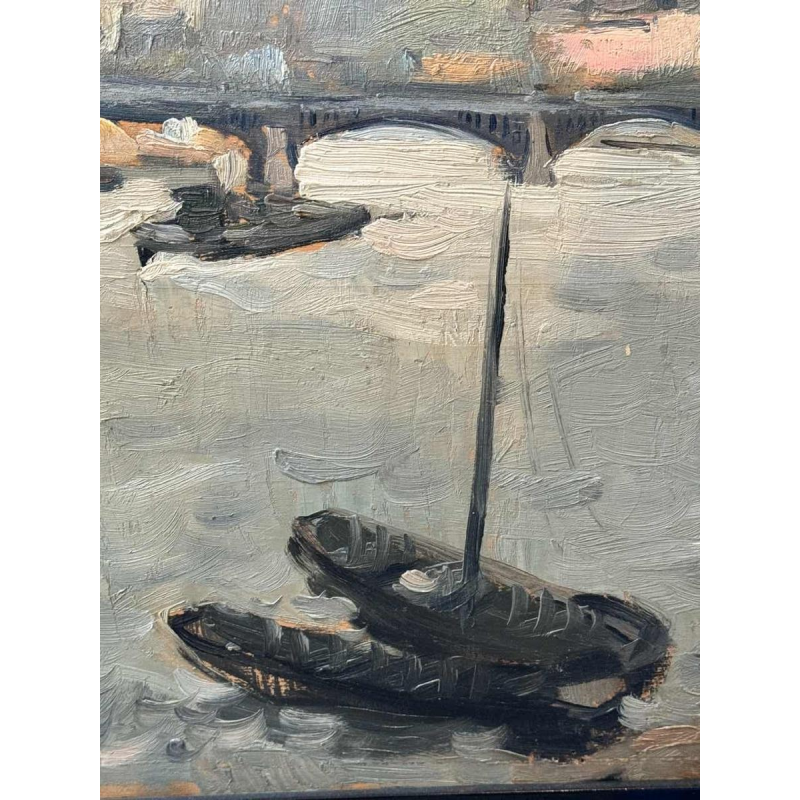 Gustave CAMUS "View of Notre-Dame de Paris" Oil on panel, 1939