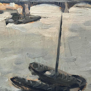 Gustave CAMUS "Gezicht op de Notre-Dame de Paris" Olie op paneel 1939