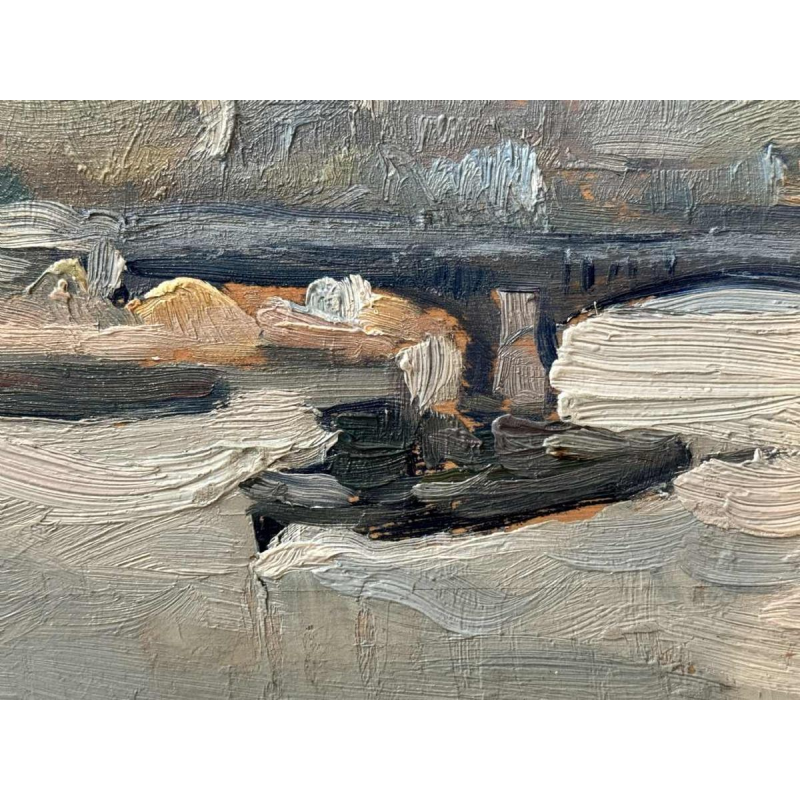 Gustave CAMUS "Gezicht op de Notre-Dame de Paris" Olie op paneel 1939