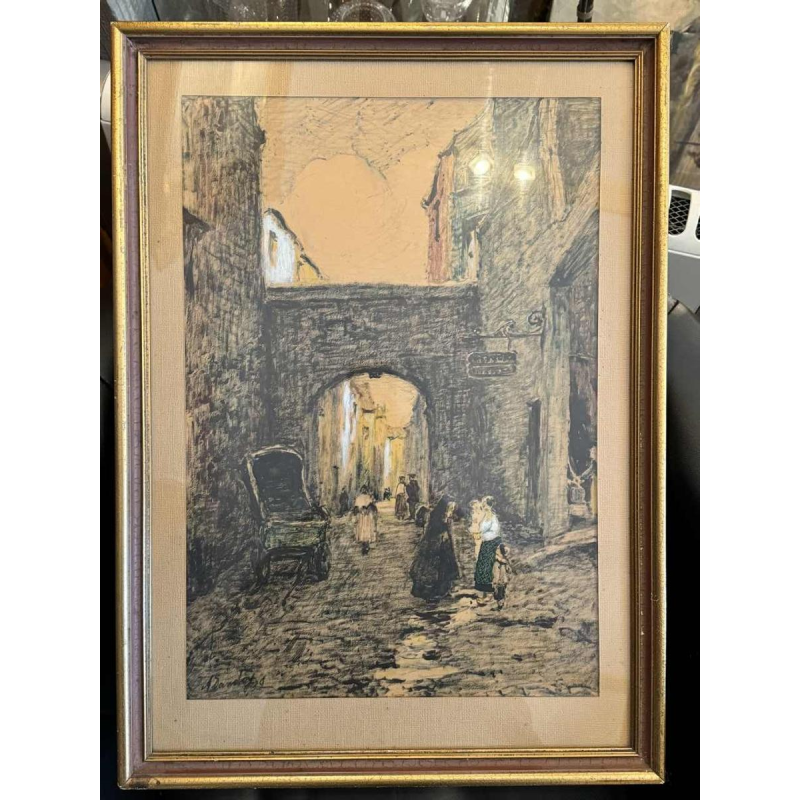 Albert DANDOY (1885-1977): « Namur - Porte Monin rue des Brasseurs » peinture