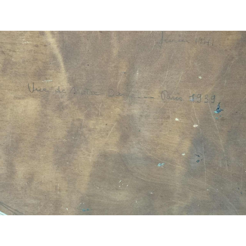 Gustave CAMUS "Gezicht op de Notre-Dame de Paris" Olie op paneel 1939