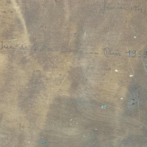 Gustave CAMUS "Gezicht op de Notre-Dame de Paris" Olie op paneel 1939