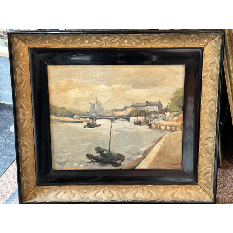 Gustave CAMUS "View of Notre-Dame de Paris" Oil on panel, 1939