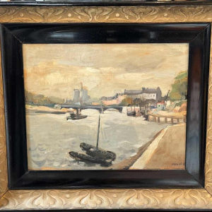 Gustave CAMUS "View of Notre-Dame de Paris" Oil on panel, 1939