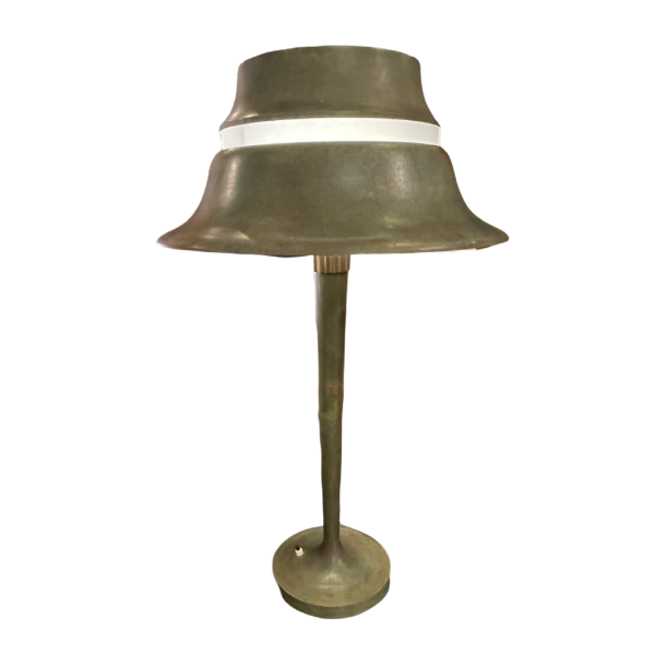 JEAN PERZEL (73cm) Rare Art Deco Table Lamp N°516 Bronze & Opaline Glass 1936