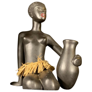 ANZENGRUBER KERAMIK, Sculpture Naked African Watusi Woman tamtam , ceramic 1950