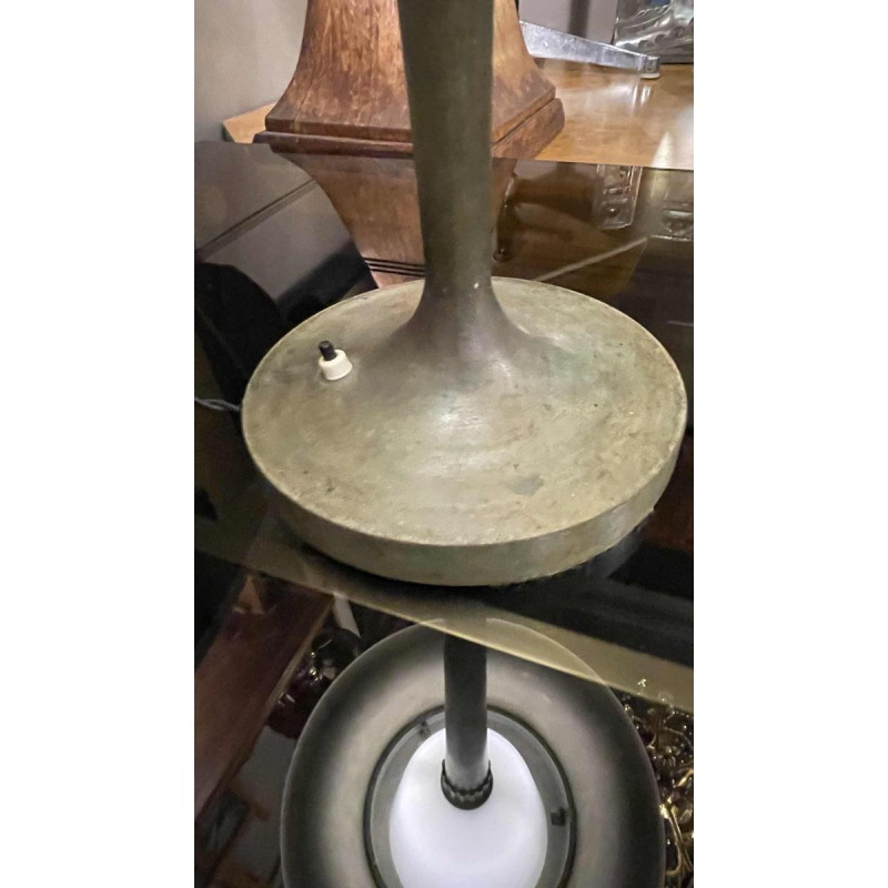JEAN PERZEL (73cm) Rare Lampe a` poser Art De´co N°516 Bronze Verre Opalin 1936
