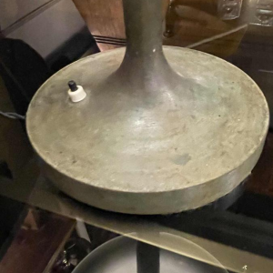 JEAN PERZE (73cm) Zeldzame Art Deco Tafellamp N°516 Brons & Opaalglas 1936