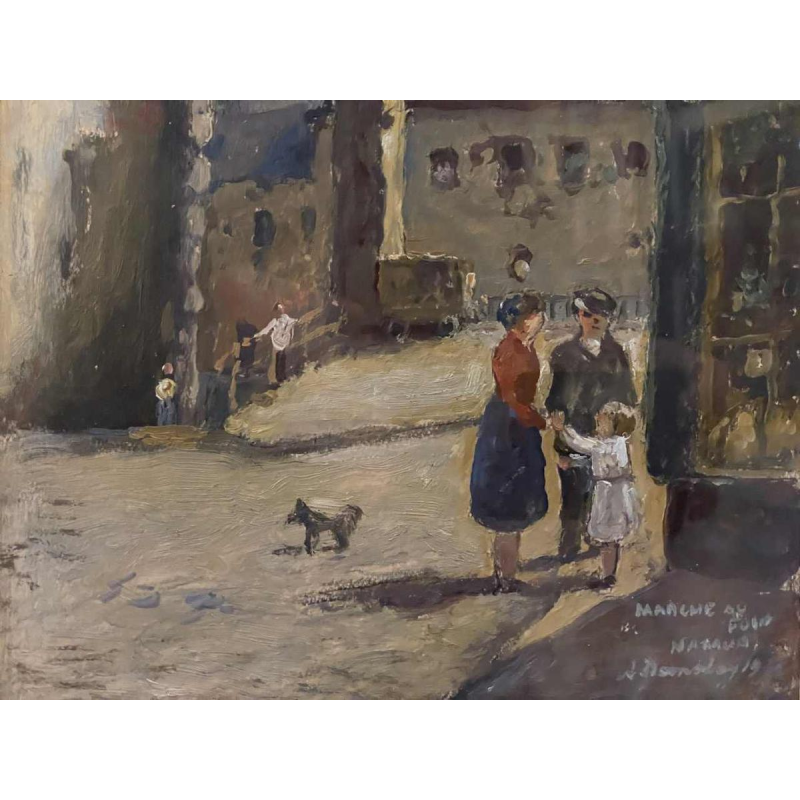 Albert DANDOY (1885-1977): "Namur - Le marché au foin" (Namur - The hay market)