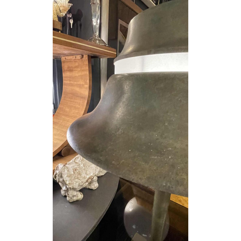 JEAN PERZEL (73cm) Rare Art Deco Table Lamp N°516 Bronze & Opaline Glass 1936