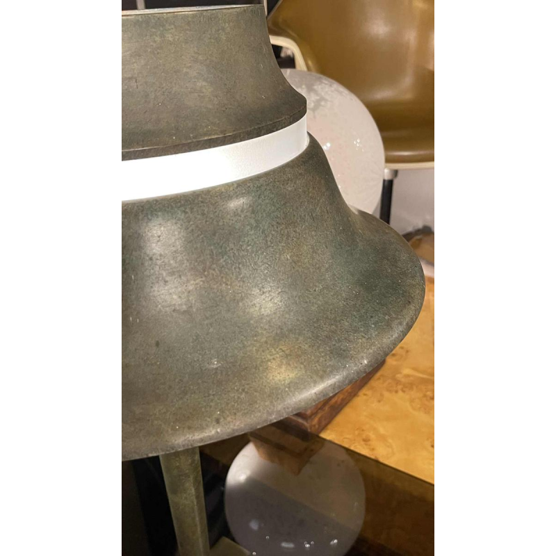 JEAN PERZEL (73cm) Rare Lampe a` poser Art De´co N°516 Bronze Verre Opalin 1936