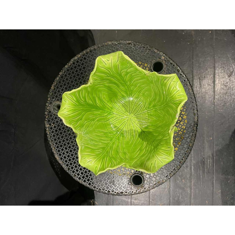 Jean ROGER, groene keramieken plantenbak 'koolbladeren' ca 1950