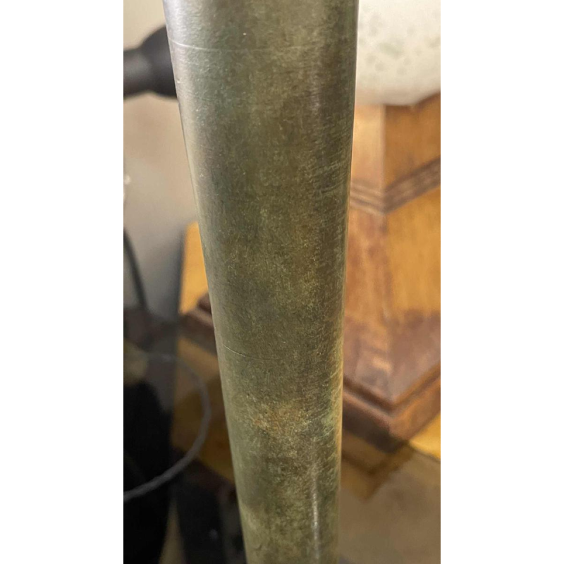 JEAN PERZEL (73cm) Rare Lampe a` poser Art De´co N°516 Bronze Verre Opalin 1936