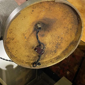 JEAN PERZE (73cm) Zeldzame Art Deco Tafellamp N°516 Brons & Opaalglas 1936