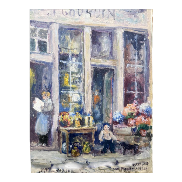 Albert DANDOY : « GOURDIN Haute Marcelle street Namur » painting oil on cardboard