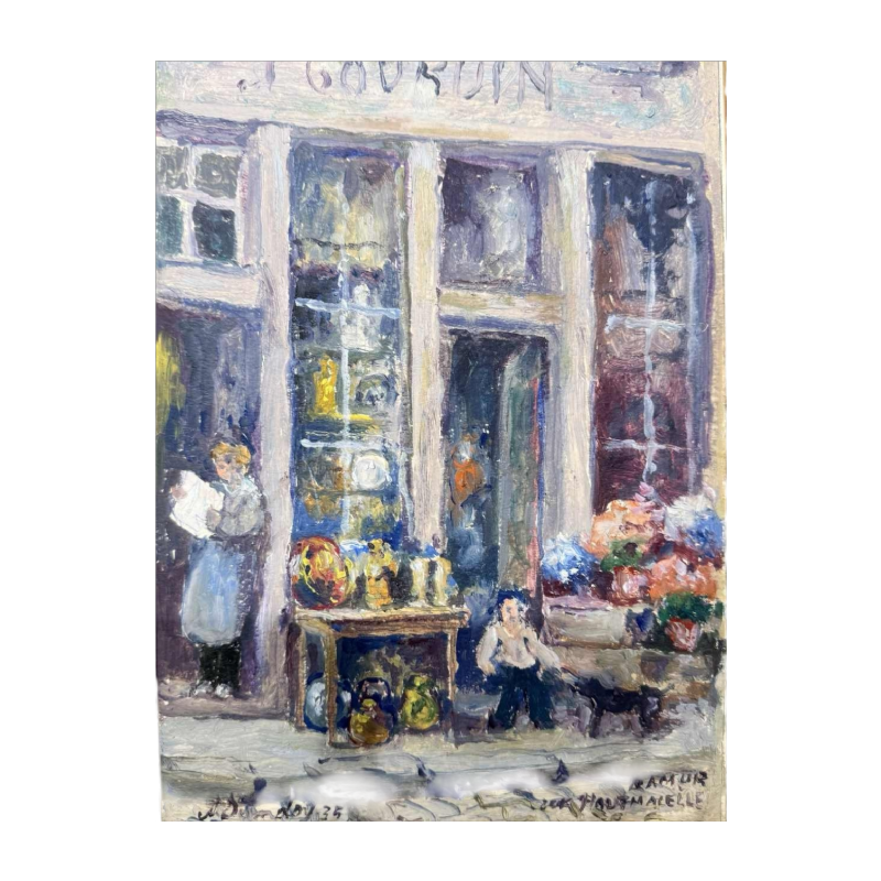 Albert DANDOY : « GOURDIN Haute Marcelle straat Namen » schilderij olie op karton