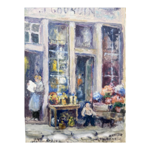 Albert DANDOY : « GOURDIN Haute Marcelle street Namur » painting oil on cardboard