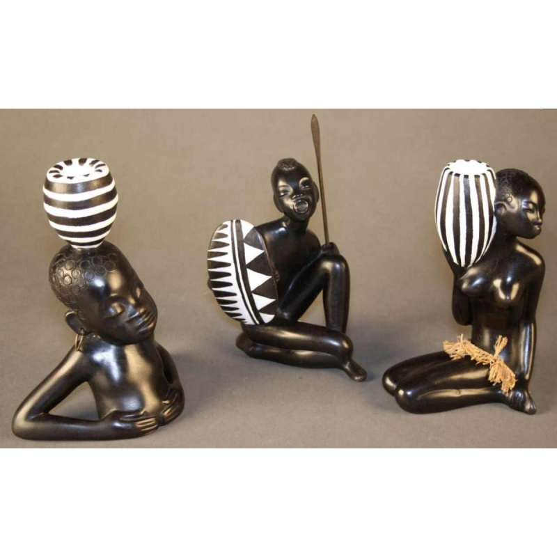 ANZENGRUBER KERAMIK, Sculpture Naked African Watusi Woman tamtam , ceramic 1950