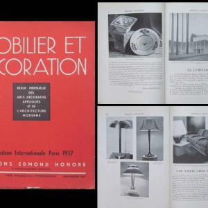 JEAN PERZEL (73cm) Rare Lampe a` poser Art De´co N°516 Bronze Verre Opalin 1936