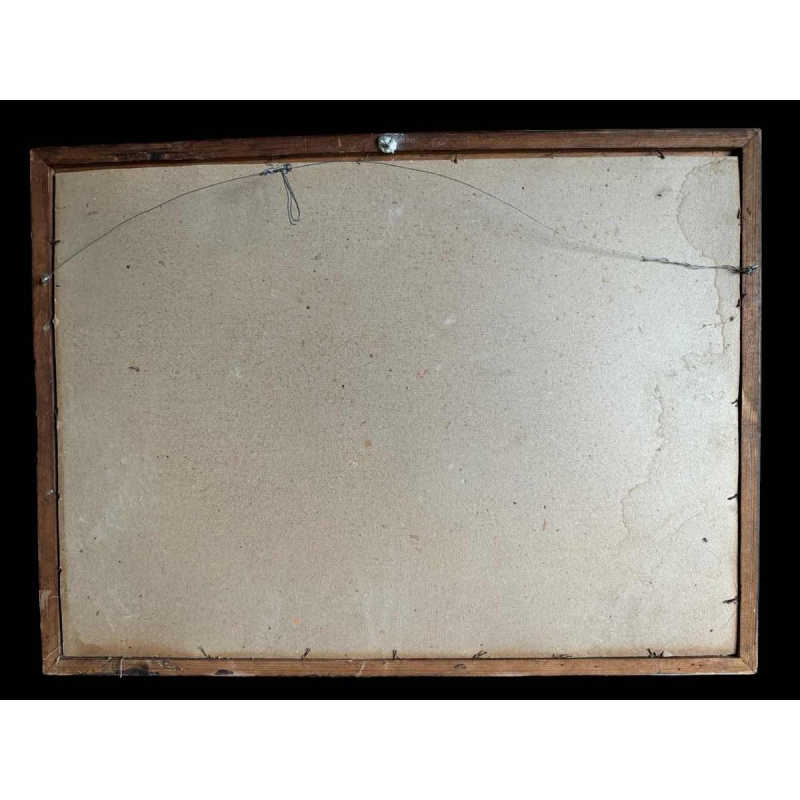 Victor FERMEUSE “Trekpaarden en varken op het erf in Heyst” aquarel op papier, 1935