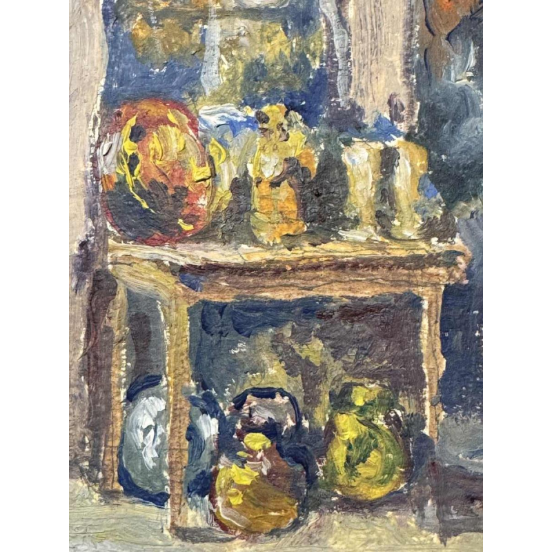 Albert DANDOY : « GOURDIN Haute Marcelle street Namur » painting oil on cardboard