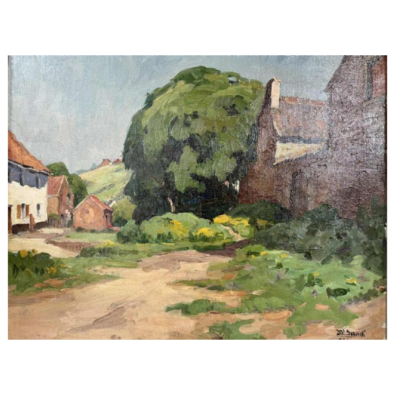 Jean-Baptiste Scoriel "paysage printanier" huile sur toile