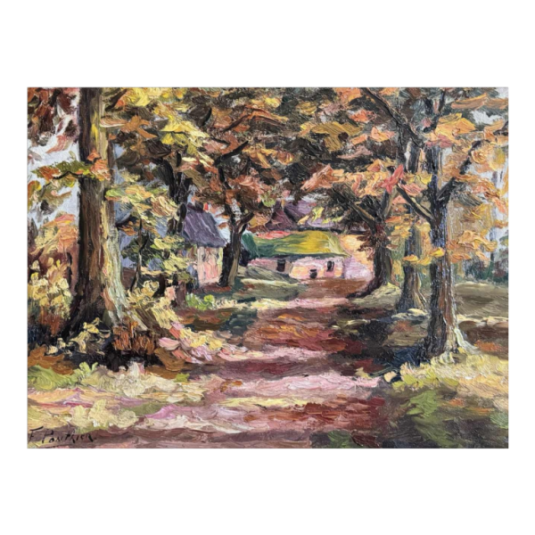 Fernand PONTHIER «Automne à Ligneuville » peinture huile sur toile, 1931