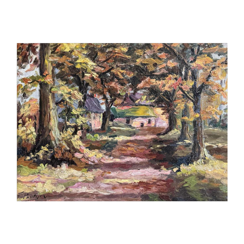 Fernand PONTHIER «Automne à Ligneuville » peinture huile sur toile, 1931