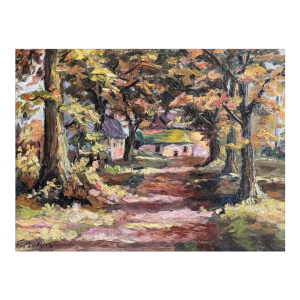 Fernand PONTHIER «Automne à Ligneuville » peinture huile sur toile, 1931