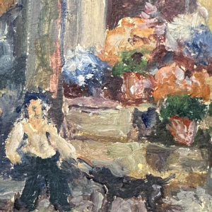 Albert DANDOY : « GOURDIN Haute Marcelle street Namur » painting oil on cardboard