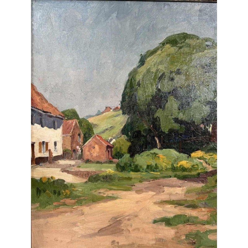 Jean-Baptiste Scoriel "paysage printanier" huile sur toile