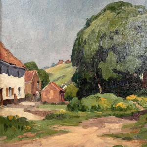 Jean-Baptiste Scoriel "paysage printanier" huile sur toile