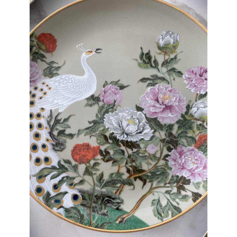 Naoka Nobata voor Franklin Mint, 12 porseleinen borden, vogels en bloemen uit het Verre Oosten