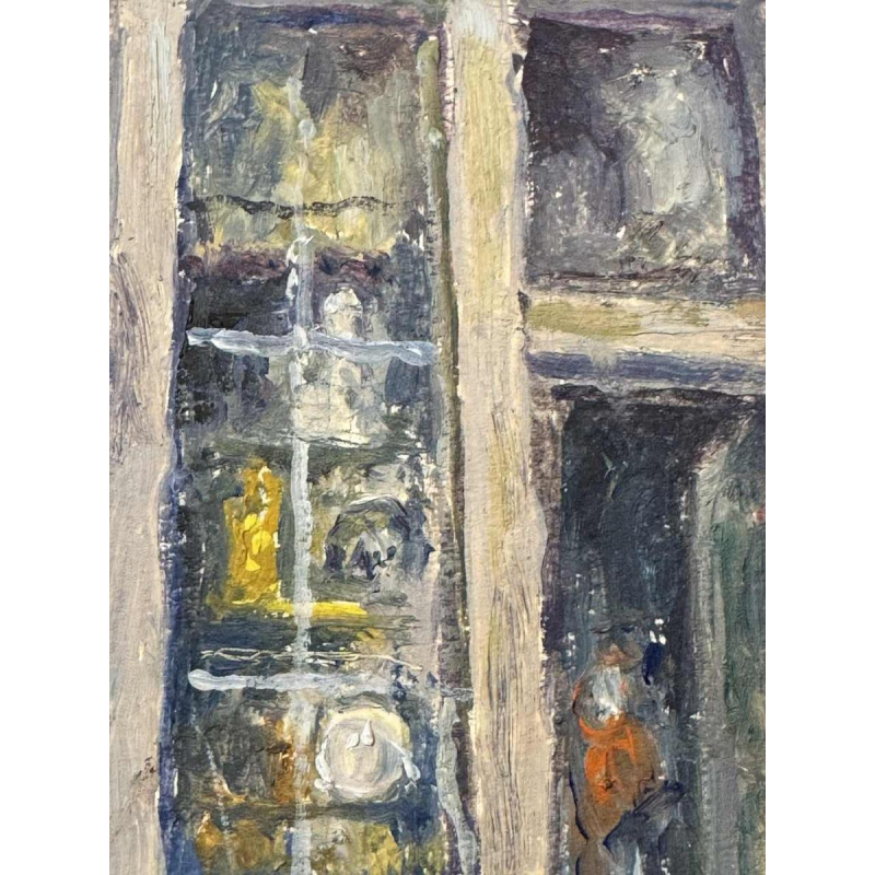 Albert DANDOY : « GOURDIN Haute Marcelle street Namur » painting oil on cardboard