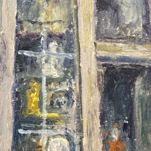 Albert DANDOY : « GOURDIN Haute Marcelle street Namur » painting oil on cardboard