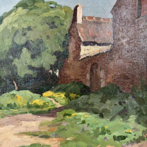 Jean-Baptiste Scoriel "paysage printanier" huile sur toile