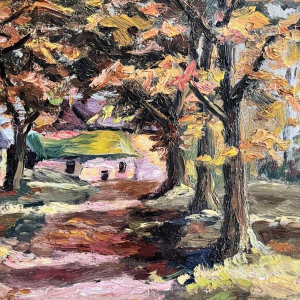 Fernand PONTHIER «Automne à Ligneuville » peinture huile sur toile, 1931